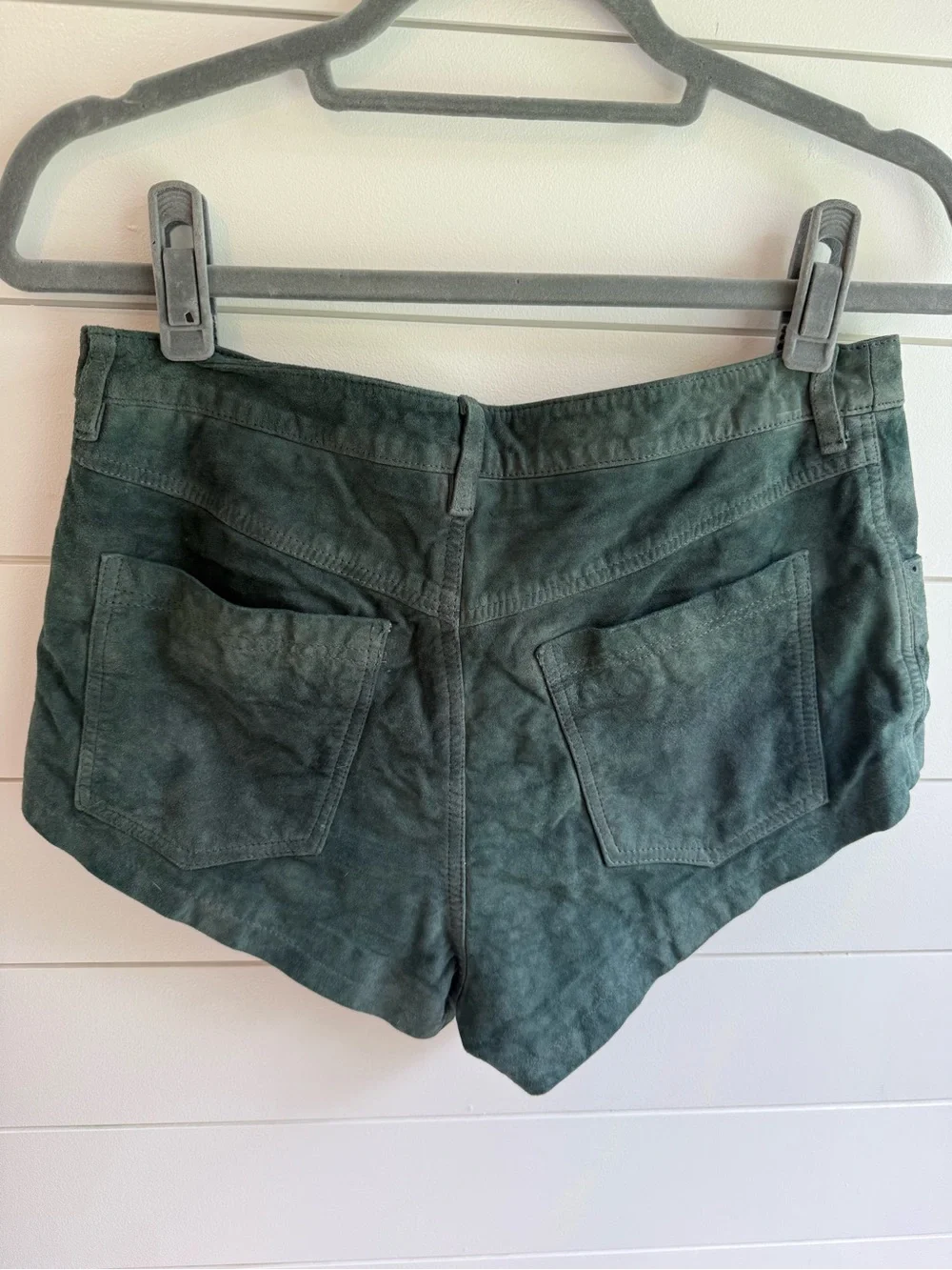 Free People RARE Suede Real Leather Micro Shorts Blue Green 8 - Picture 6 of 11